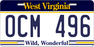 WV license plate OCM496