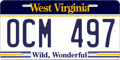 WV license plate OCM497