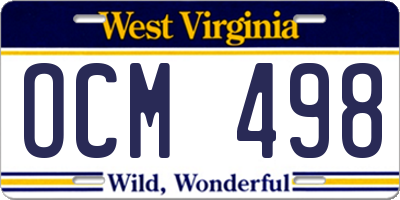 WV license plate OCM498