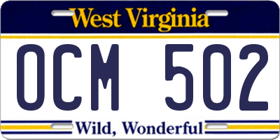 WV license plate OCM502