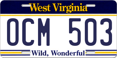 WV license plate OCM503