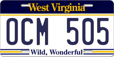 WV license plate OCM505
