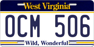 WV license plate OCM506