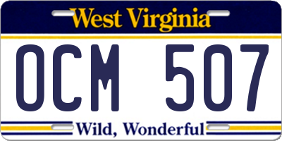 WV license plate OCM507
