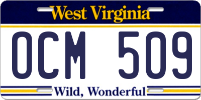 WV license plate OCM509