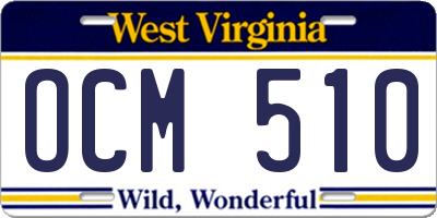 WV license plate OCM510