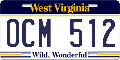 WV license plate OCM512