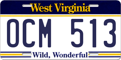 WV license plate OCM513