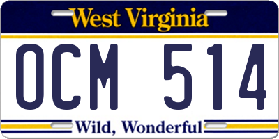 WV license plate OCM514
