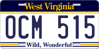 WV license plate OCM515