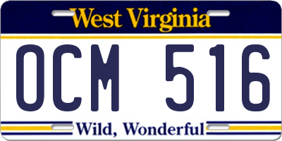 WV license plate OCM516