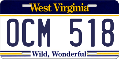 WV license plate OCM518