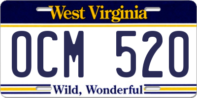 WV license plate OCM520