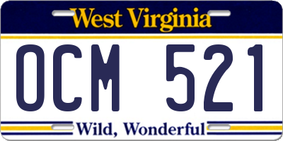 WV license plate OCM521