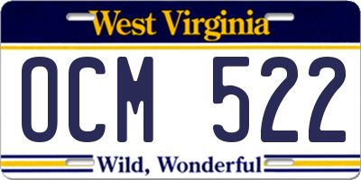 WV license plate OCM522