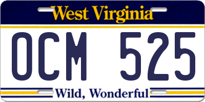 WV license plate OCM525