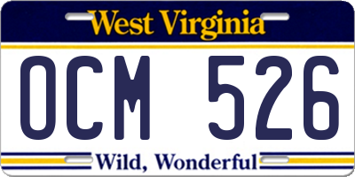 WV license plate OCM526