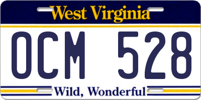 WV license plate OCM528