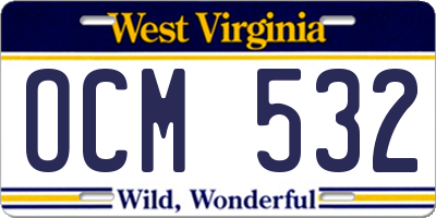 WV license plate OCM532