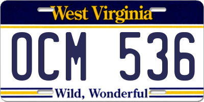 WV license plate OCM536
