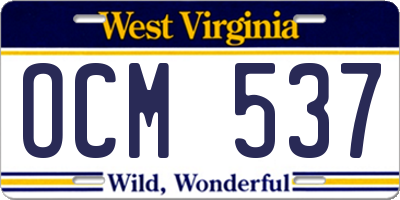 WV license plate OCM537