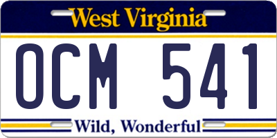 WV license plate OCM541