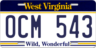 WV license plate OCM543
