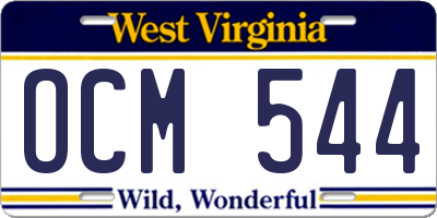 WV license plate OCM544