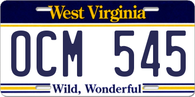 WV license plate OCM545