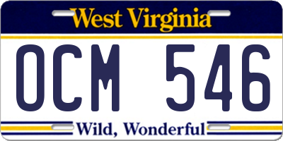 WV license plate OCM546