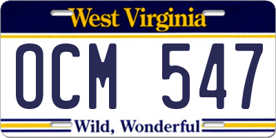 WV license plate OCM547