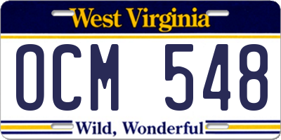 WV license plate OCM548