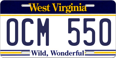 WV license plate OCM550
