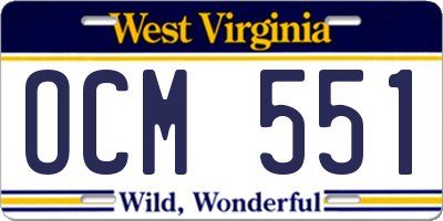 WV license plate OCM551