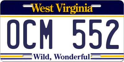 WV license plate OCM552