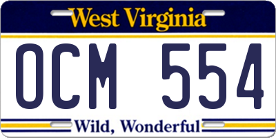 WV license plate OCM554