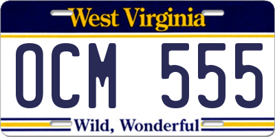 WV license plate OCM555