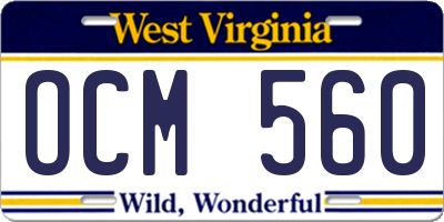 WV license plate OCM560