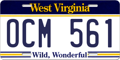 WV license plate OCM561