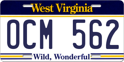 WV license plate OCM562