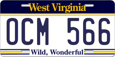 WV license plate OCM566