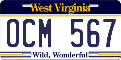 WV license plate OCM567