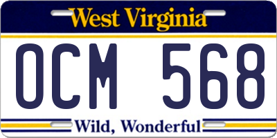 WV license plate OCM568
