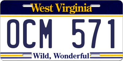 WV license plate OCM571