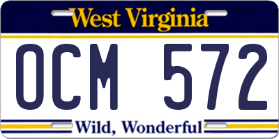 WV license plate OCM572