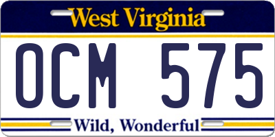 WV license plate OCM575