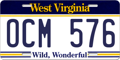WV license plate OCM576