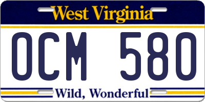 WV license plate OCM580
