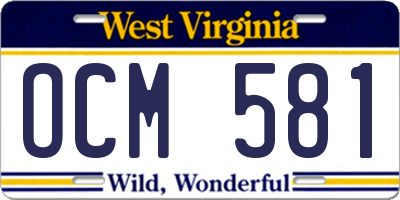 WV license plate OCM581