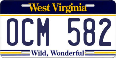 WV license plate OCM582